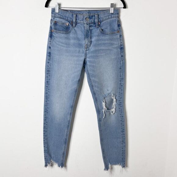 American Eagle Women's 90s Skinny Jeans 2 Short Distressed Light Wash Stretch - Picture 1 of 9